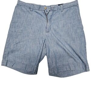 Polo Ralph Lauren Chambray‎ Shorts Flat Front Lightweight Casual Blue 36